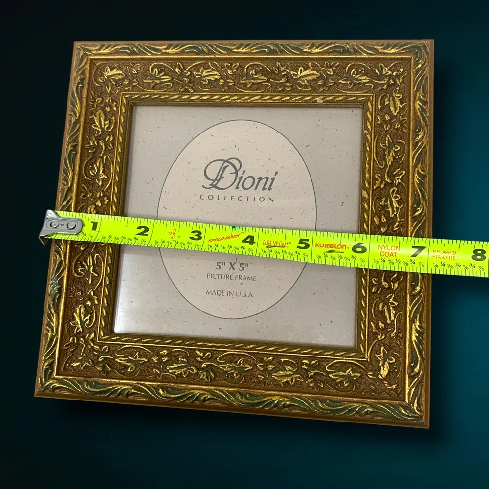 Vintage Dioni Collection 5x5 Gold Green Ornate Gilt Picture Frame USA NOS